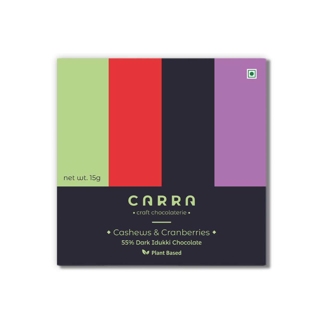Cashews & Cranberries 15g Bar 55% Dark Chocolate