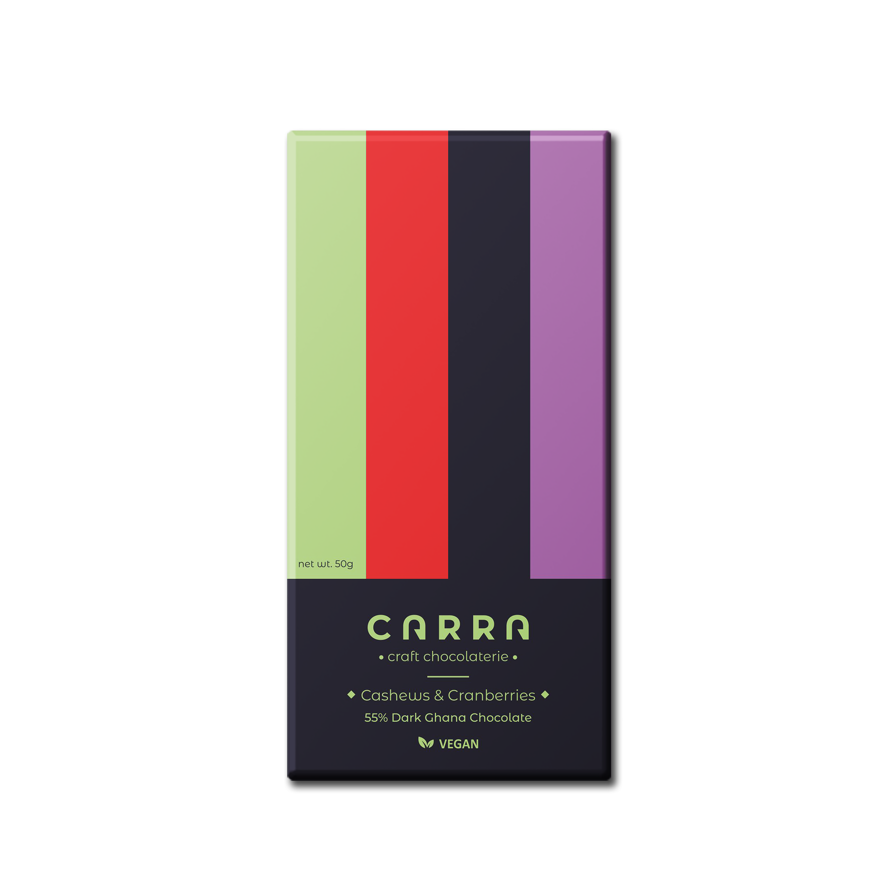 Cashews & Cranberries 50g bar 55% Dark Chocolate
